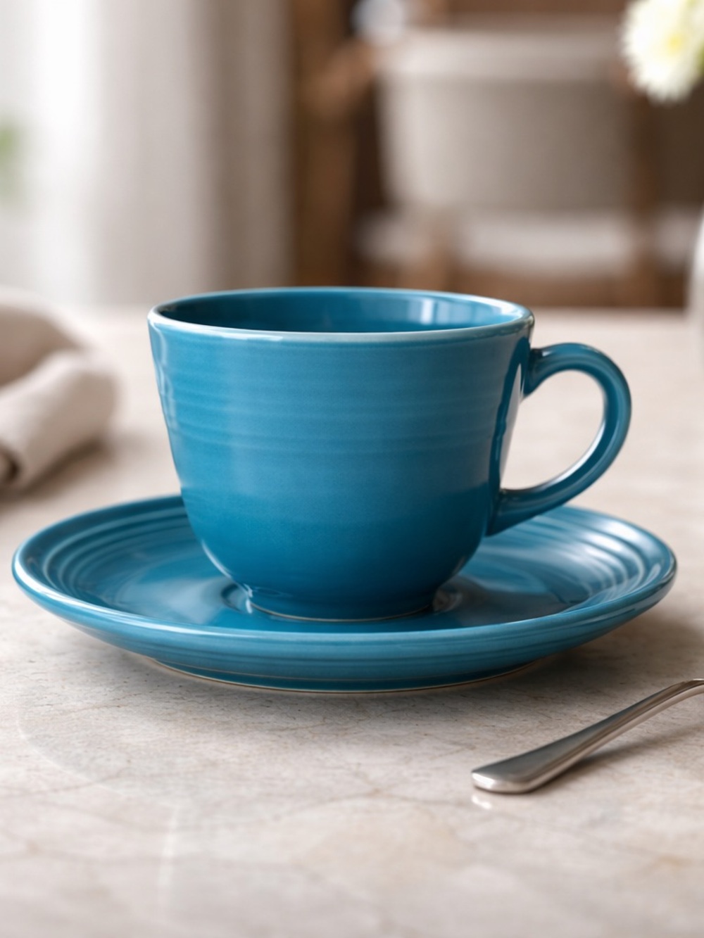 Peacock Blue Homer Laughlin Fiesta Fiestaware Teacup and Saucer set